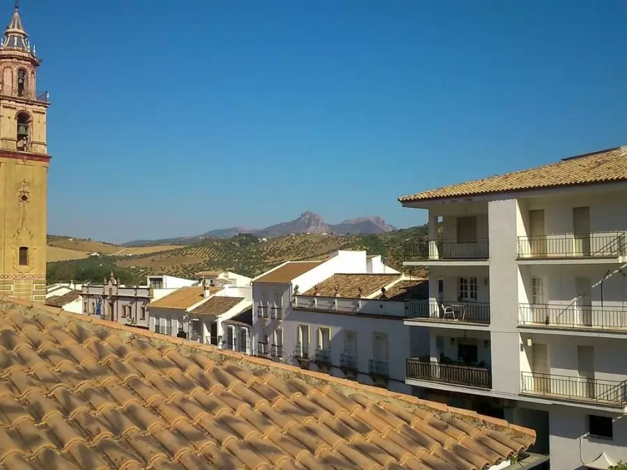 Uitzicht vanaf het Dakapartement in het witte andalusische dorp van Algodonale